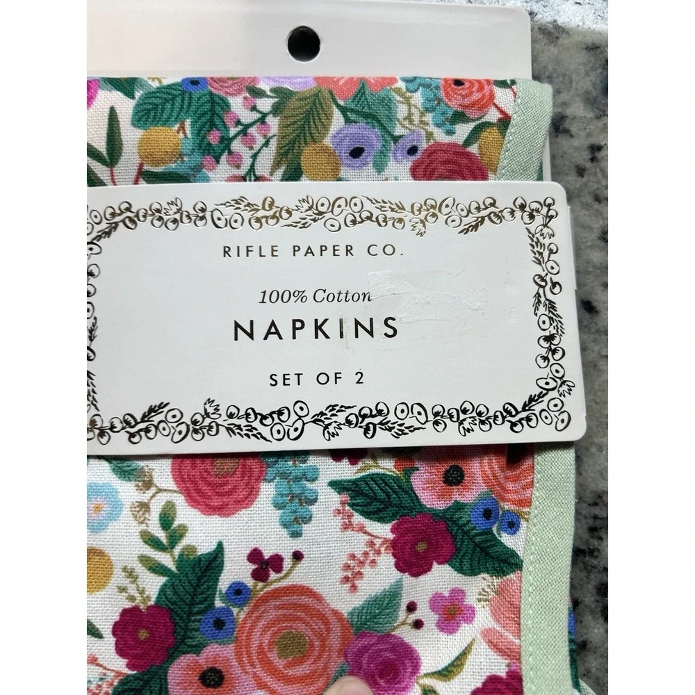 Rifle Paper Co Garden Party Floral 100% Cotton Napkins Set of 8 Summer Spring